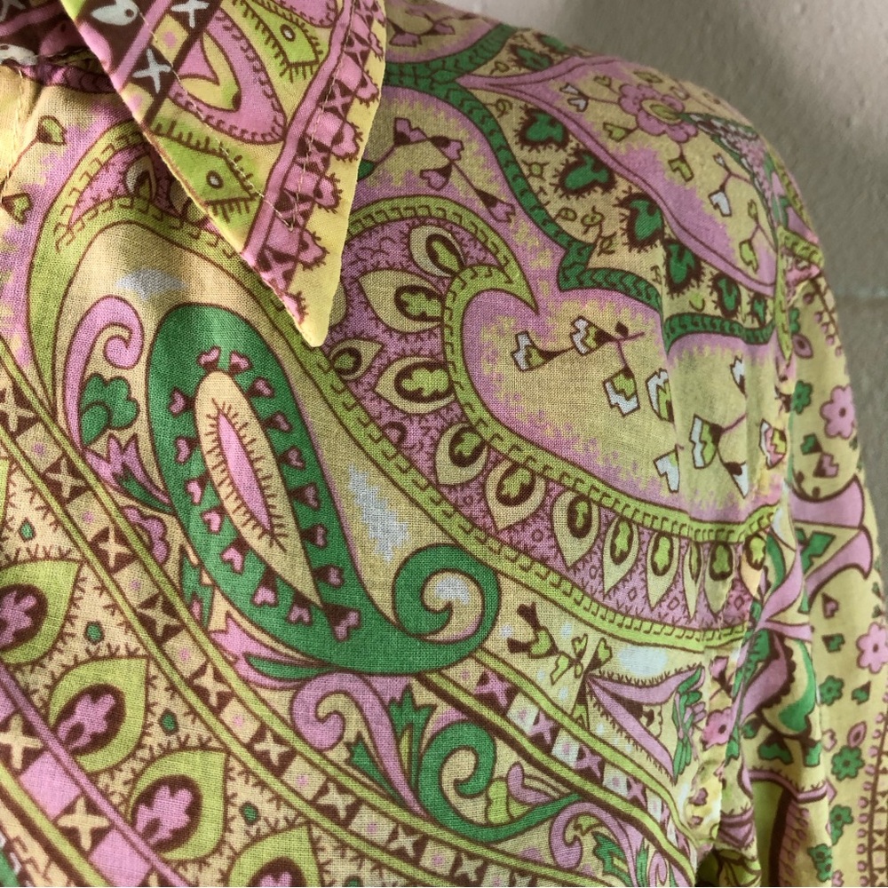 Lucky Brand Paisley Floral Retro Y2K Button Up Shirt - Picture 5 of 7
